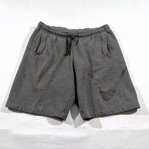 Nike Mens Club Fleece Explosive Shorts 843520-071 Charcoal Grey Black Sz L FLAW